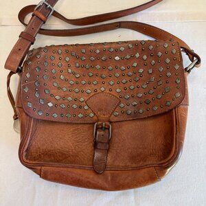 Vintage Dooney & Bourke brown leather satchel purse with shoulder strap